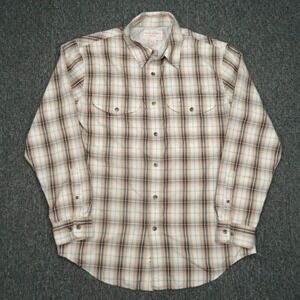 Filson Shirt Mens Medium Brown Twin Lakes Sport Plaid‎ Long Sleeve Button